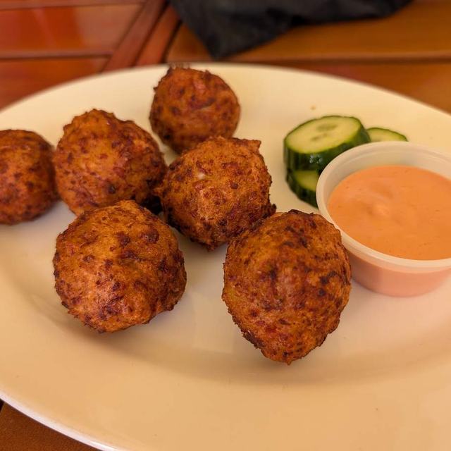 Conch fritters with sauce